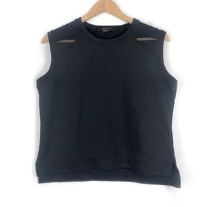 BCBGMaxAzria Bastian Black Sleeveless French Terry Sweatshirt Top